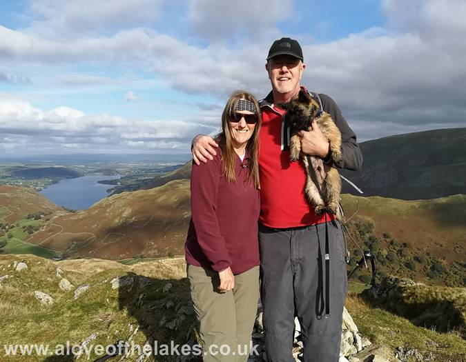Sue, Spud and I on the summit of Beda Fell