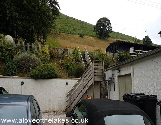 The wooden staircase