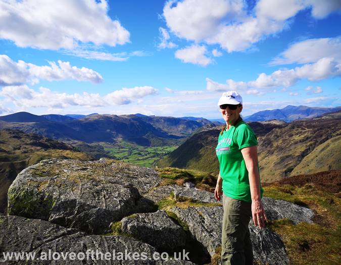 Sue enjoying the views from the summit