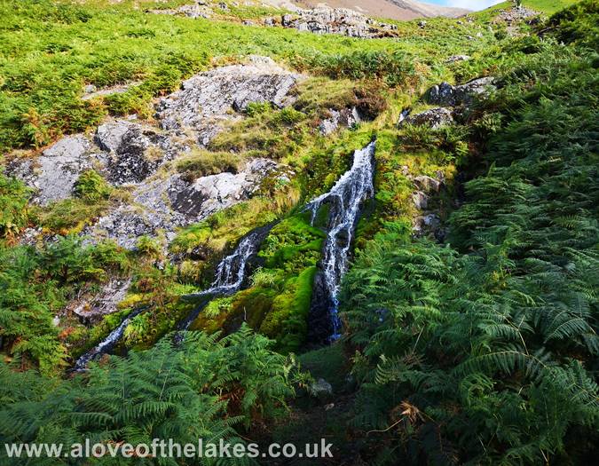 A waterfall near the path