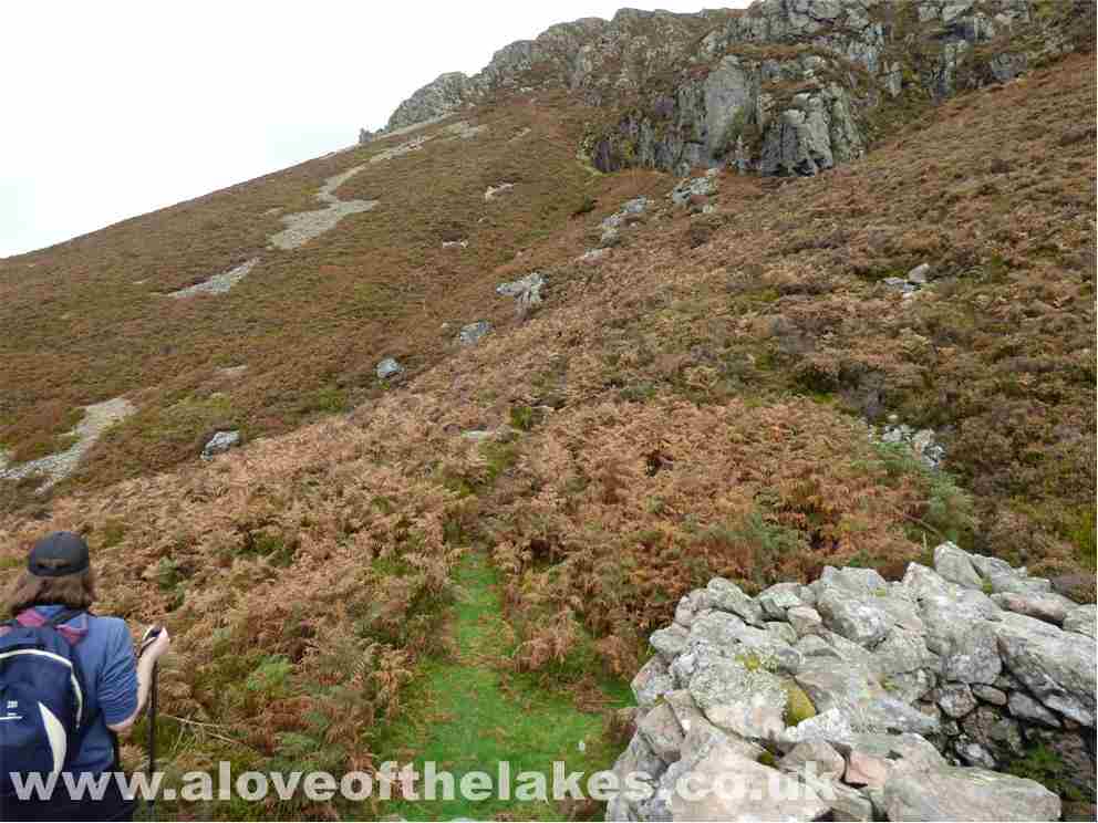 Starting the steep scramble