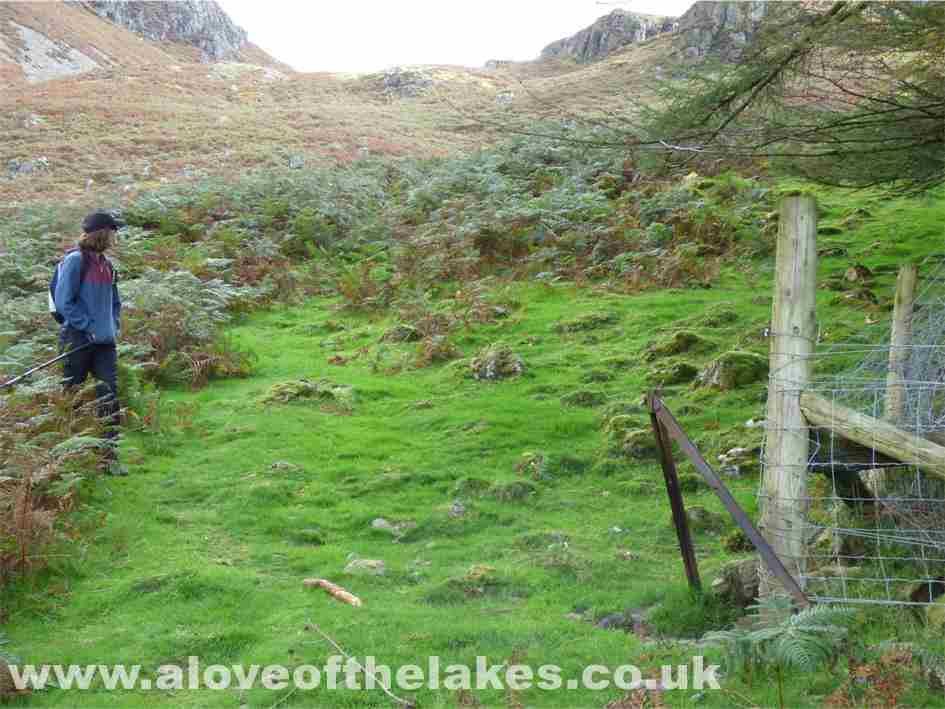 The path swings left