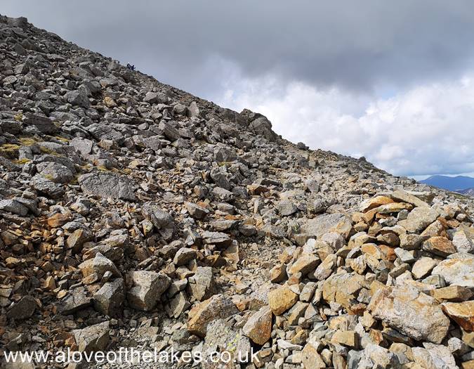 Starting to climb up the boulders