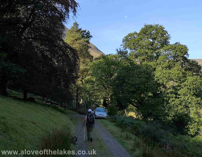 Approaching the cottages