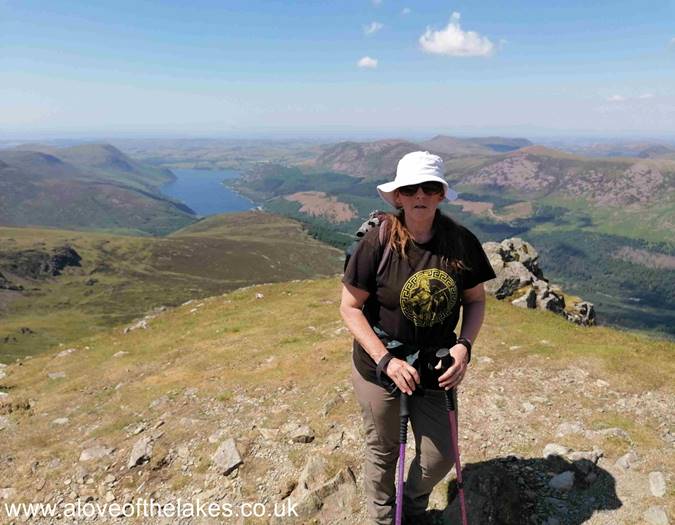 Sue on the summit of Steeple