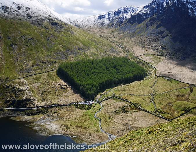 Looking down to the car park 