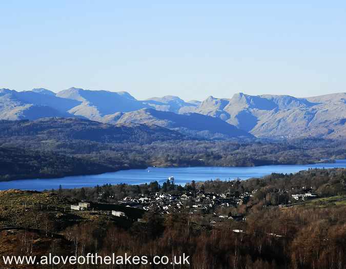 Looking across to the Langdale Pikes